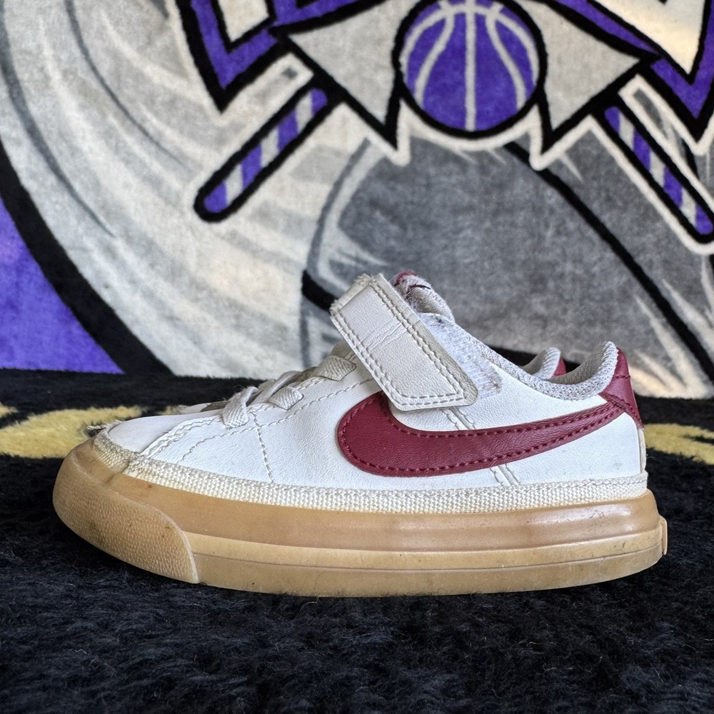 Size 7c - Nike Court Legacy (TDV) White/Red/Gum Toddler's Sneakers